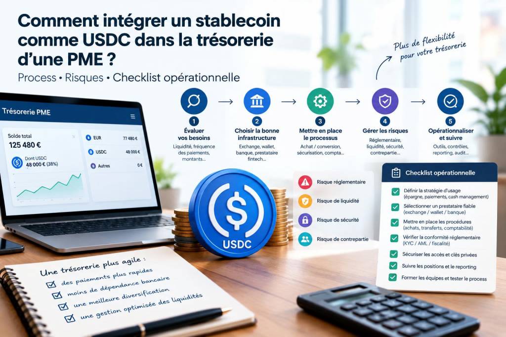 Comment intégrer un stablecoin comme usdc dans la trésorerie d'une pme: process, risques et checklist opérationnelle